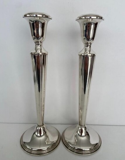 Candlestick, Candlesticks - sterling silver candle holders (2) - .925 silver - Empire - U.S. - Mid 20th century