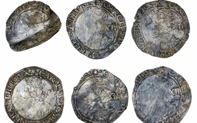 Carolean Shillings (6) | Charles I (1625-1649), Group F, sixth large 'Briot's' bust, Type 4.4,...