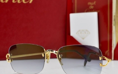 Cartier - Cartier Occhiali da sole senza montatura C decor vintage oro Personalizzato con Diamanti - Sunglasses
