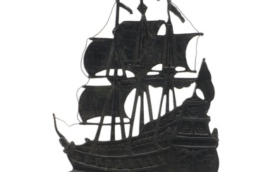 Cast Iron Spanish Galleon Ship Chenet or Doorstop, Early to Mid-20th Century