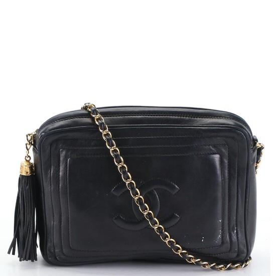 Chanel CC Tassel Camera Crossbody Bag in Nero Lambskin Leather