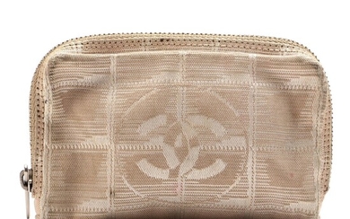 Chanel Travel Line Coin Purse in Beige Jacquard