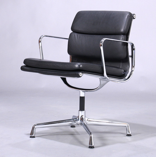 Charles Eames. Soft Pad lounge chair, Model EA-208, black leather