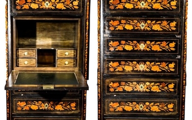 Chest of drawers, Secretaire a abbatant - Napoleon III Style - Wood - Late 19th century