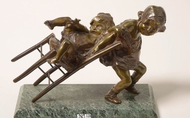 "Children's chair game" in bronze with a brown...