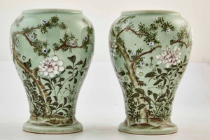 Chine, paire de vases en porcelaine Céladon…