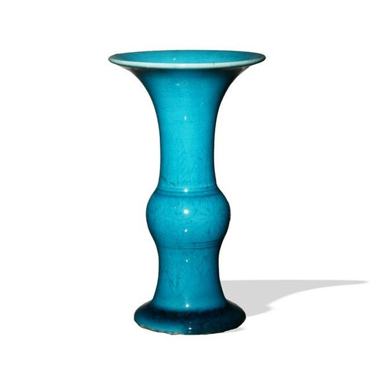 Chinese Blue Glazed Gu Vase, 19th Century