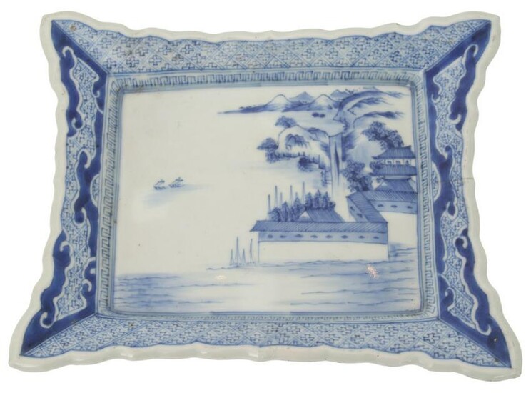 Chinese Export Blue and White Porcelain Tray