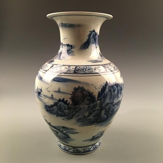Chinese While-Blue Vase with Kangxi Mark