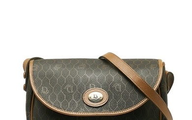 Christian Dior Dior Honeycomb Shoulder Bag Brown PVC Leather Women's