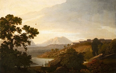 Claude Lorrain detto Claudio Lorenese (1600 - 1682) [Followers] - Paesaggio con figure