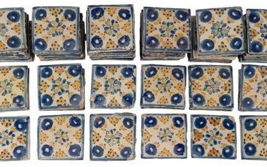 Collection of (48) Spanish Colonial Puebla Mexico Talavera Tiles