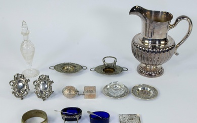 Collection of silver and silver-plated and fine mouth-blown glass bottle