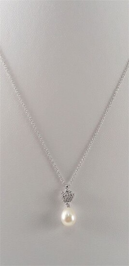 Comete - 18 kt. White gold - Necklace with pendant Pearl