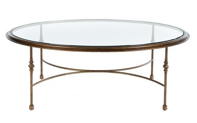 Contemporary Oval Glass Top Coffee Table