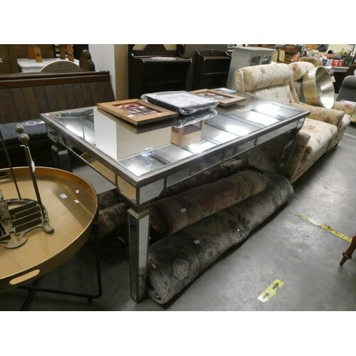 Contemporary mirrored dining table (80H 90D 180W cm)
