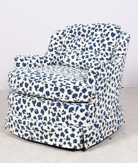 Custom upholstered swivel club chair