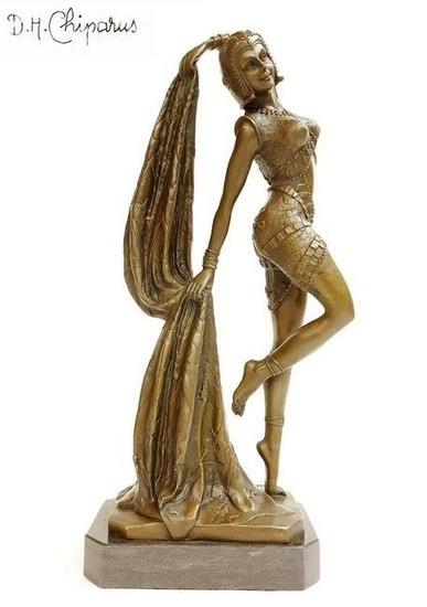 D.H.Chiparus (After) Orientalist Dancer Bronze Statue