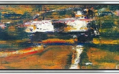David Kapp Large Original Painting Oil Canvas Signed Automobile Framed Abstract