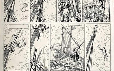 De Moor, Bob - 1 Original page - Cori le Moussailon - L'Invincible armada - Le Dragon des Mers T2 - 1980