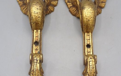 Decorative ornament (2) - Pair of Art Deco gilt bronze ornaments shaped as storks - France