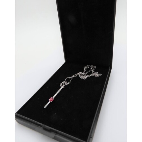 Diamond and Ruby Ladies Pendant Necklace Mounted on 18 Carat...