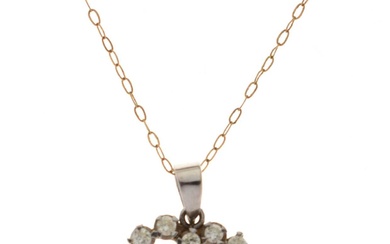 Diamond set 18ct white gold heart-shaped pendant