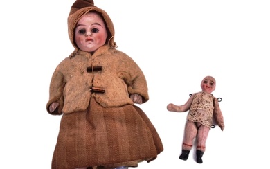 Dolls - x2 small mid 19th Century believed French and German...
