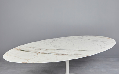 EERO SAARINEN (1910-1961). Knoll International, dining table/table, model 'Sarinen'/'Pedestral Collection' marble, cast aluminium, rilsan coated, design 1957, USA.