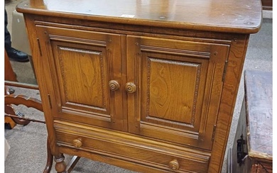 ERCOL ELM CABINET WITH 2 PANEL DOORS OVER SINGLE DRAWER, HEI...