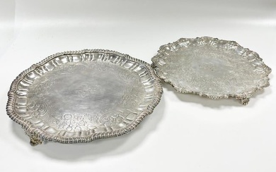 Edinburgh - A Victorian silver salver together with an Old Sheffield Plate example