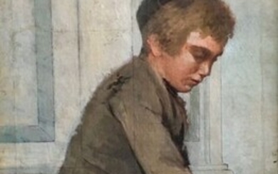 Egisto Ferroni (XIX) - Ragazzo seduto ai piedi della chiesa