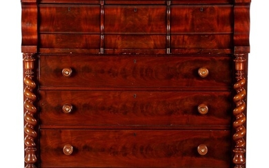 (-), English mahogany veneer 7-drawer cabinet with twisted...