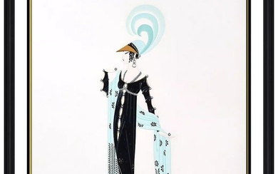 Erte Embossed Directoire Large Color Serigraph Hand Signed Costume Framed Art