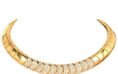 Estate Italian 5.40cts Diamond 18K Gold Collar Choker Necklace