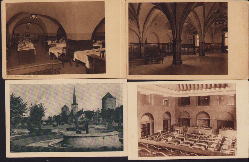Estonia Group of postcards - Tallinn - Restoran, Oliviste saal, Tornideväljak, Riigikogu saal (4)