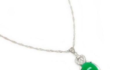 Exquisite Green Jade Pendant On 925 Silver Chain