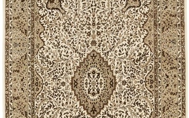 Extra Fine Cream Floral Kirman New 65X97 Oriental Rug Studio Room Floor Carpet