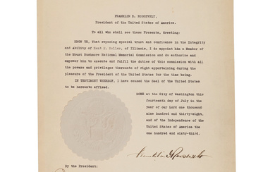 FDR Document Signed Re: Mt. Rushmore
