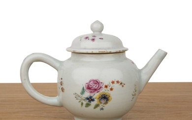 Famille rose decorated porcelain teapot Chinese, 18th Century painted with...
