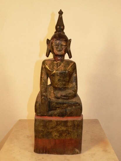 Figure - Wood - Buddha - Burma - Early 20th century