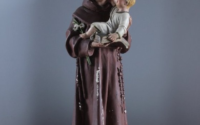 Figurine - Antonius van Padua met Jezus - Plaster