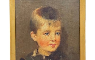 Fine Art Victorian Oil Painting Portrait "Blue Eyes" Blonde Boy