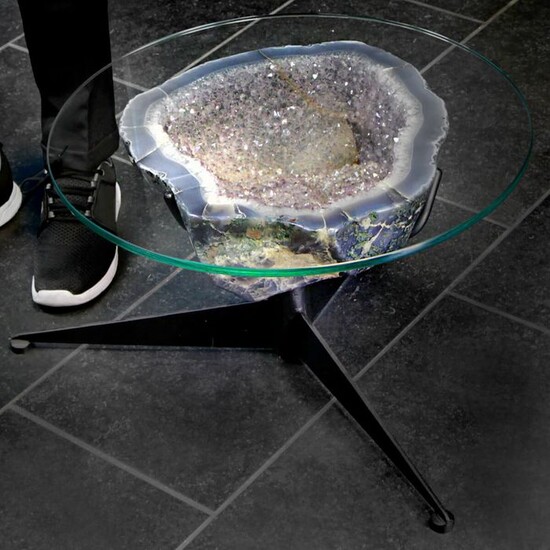 Fine Coffee Table with Agate and Amethyst Geode Geode - 520×390×345 mm - 21400 g