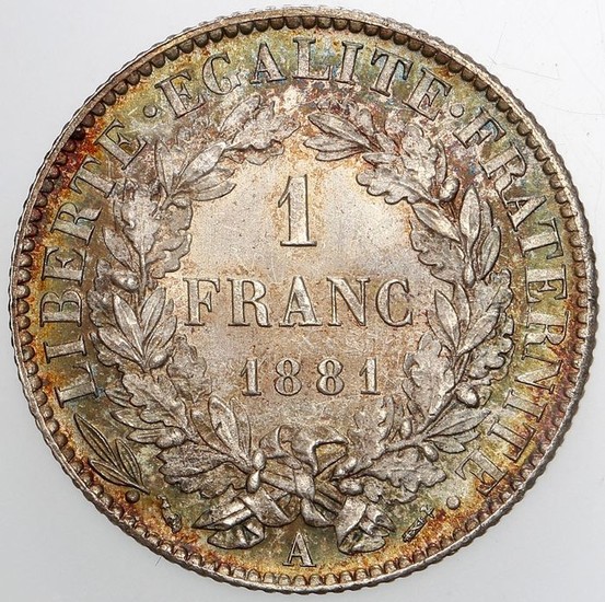 France - 1 Franc 1881-A Céres - Silver