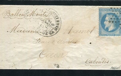 France 1870 - Rare Balloon Mail, ‘Le Godefroy Cavaignac’ (October 12th - October 18th, 1870) bound for Tours