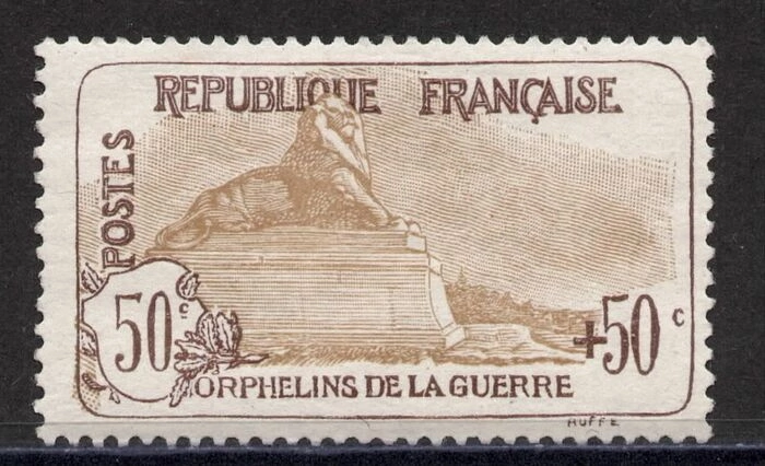 France 1918 - 1st series Orphans n° 153, mint**, slightly adhesive gum but beautiful appearance. - Yvert