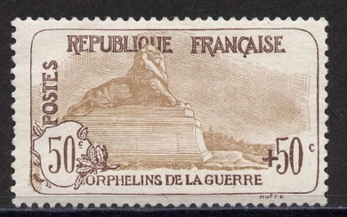 France 1918 - 1st series Orphans n° 153, mint**, slightly adhesive gum but beautiful appearance. - Yvert