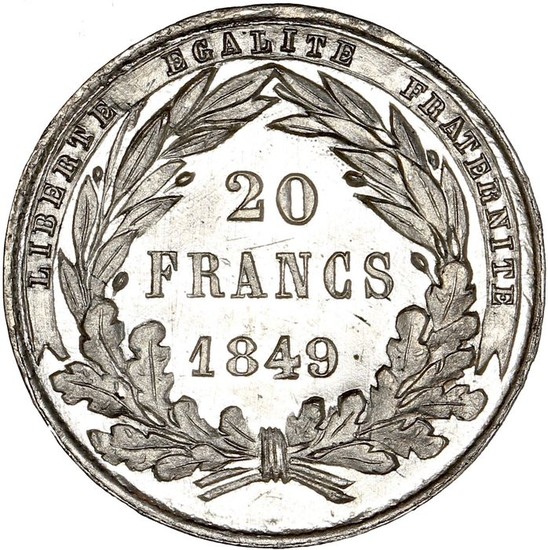 France - 20 Francs 1849 - Concours monétaire - Tin