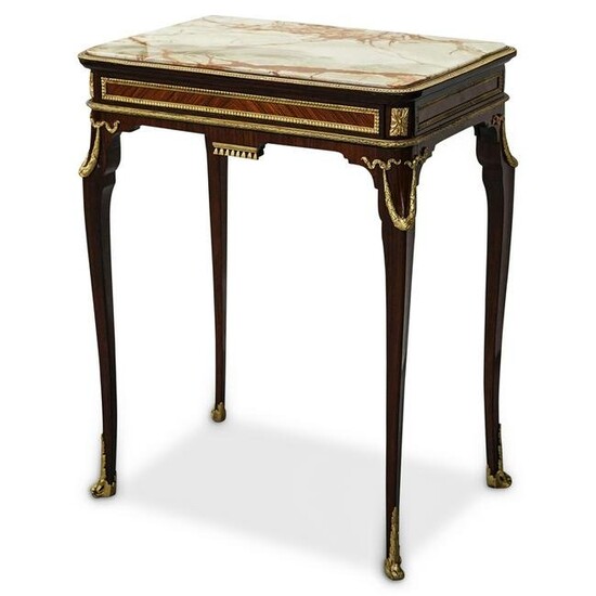 French Louis XV Style Onyx & Ormolu Mounted Table
